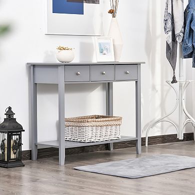 Industrial Console Desk Table W/ Drawer Bottom Shelf Living Room, Entryway, Grey