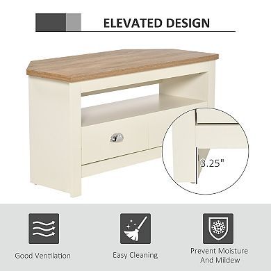 HOMCOM TV Entertainment Corner Organizer Stand Storage Cabinet, TV Up To 50inch