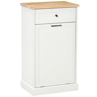 Homcom Kitchen Tilt Out Trash Bin Cabinet, Free Standing Recycling Cabinet