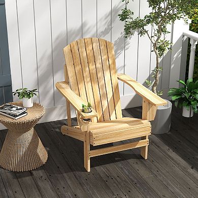 Wood Adirondack Chair, Wooden Outdoor & Patio Seating For Fire Pit, White