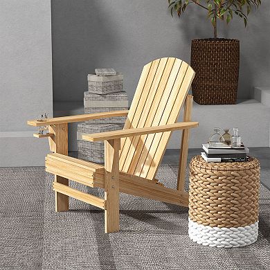 Wood Adirondack Chair, Wooden Outdoor & Patio Seating For Fire Pit, White