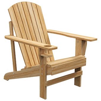 Outsunny Wood Adirondack Chair, Wooden Outdoor & Patio Seating