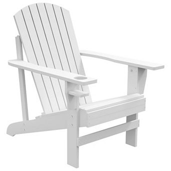 Wood Adirondack Chair, Wooden Outdoor & Patio Seating For Fire Pit, White