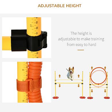 PawHut 3pc Portable Dog Obstacle Course Backyard Agility Set w/ Adjustable Poles