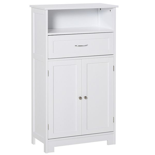 kleankin Freestanding Bathroom Floor Cabinet with Drawer and Adjustable Shelf Wooden