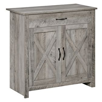 Homcom Farmhouse Sideboard Buffet Cabinet With Barn Doors And Drawer