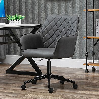 Microfiber Home Office Task Seat With 360 Swivel Wheels And Thick Padded Back