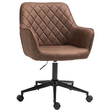 Vinsetto Mid Back Modern Home Office Chair Swivel Computer Desk Chair with Adjustable Height Microfiber Cloth Diamond Line Design and Padded Armrests Dark Grey