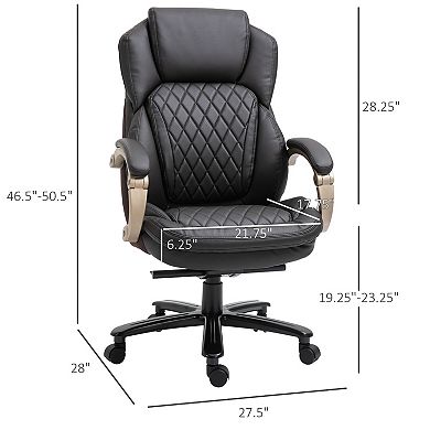 Vinsetto Big and Tall Executive Office Chair with Wide Seat Computer Desk Chair with High Back Diamond Stitching Adjustable Height and Swivel Wheels Brown