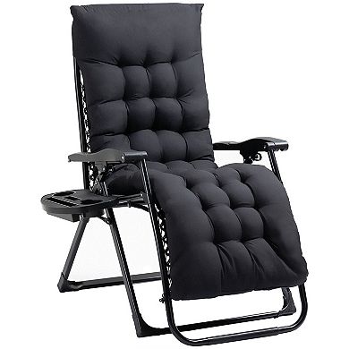 Outsunny Padded Zero Gravity Chair W/ Cup Holder Tray