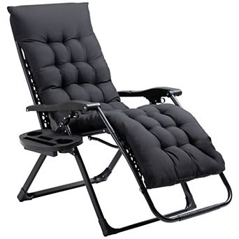 Outsunny Padded Zero Gravity Chair W/ Cup Holder Tray