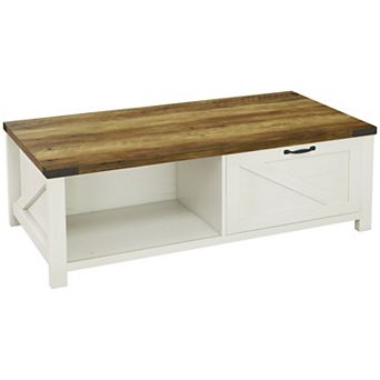 HOMCOM Farmhouse Table with Storage and Drawer