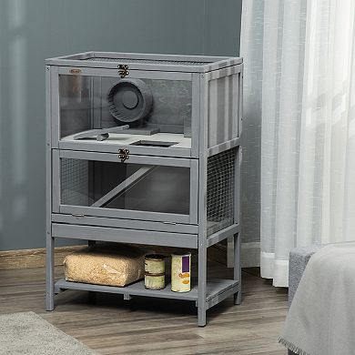 Large Hamster Cages And Habitats Wooden Small Animal Cage W/ Storage Shelf