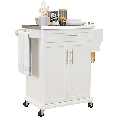 Homcom Rolling Kitchen Island On Wheels With Drawer, Spice Rack