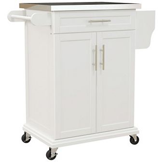 Homcom Rolling Kitchen Island On Wheels With Drawer, Spice Rack