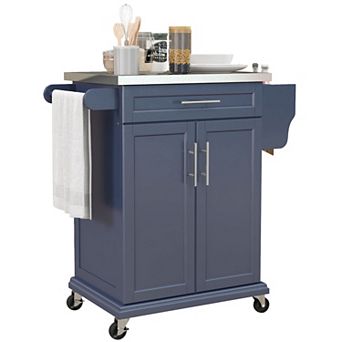 Homcom Rolling Kitchen Island On Wheels With Drawer, Spice Rack