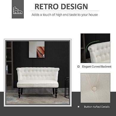 Armless Fabric Loveseat Double Seat Sofa Tufted Upholstery Couch Living Room