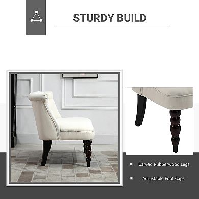 Armless Fabric Loveseat Double Seat Sofa Tufted Upholstery Couch Living Room