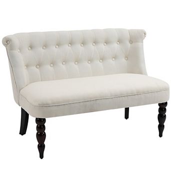 HOMCOM Armless Loveseat w/Button Tufted Design for Living Room