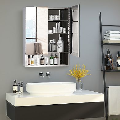 28" X 24" Stainless Steel Wall Mount Bathroom Cabinet With Mirror