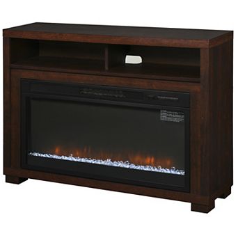 HOMCOM Multifunction Electric Fireplace TV Stand with Storage Shelf Cable Management and LED Flame Effect Coffee