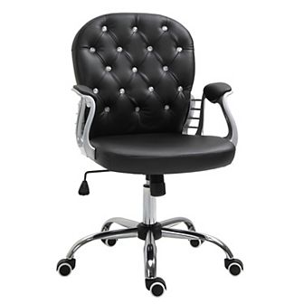 Vinsetto Button Tufted Home Office Chair With Adjustable Height Armrests