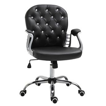 HOMCOM Vanity Office Chair Tufted Backrest Swivel Rolling Height Adjustable