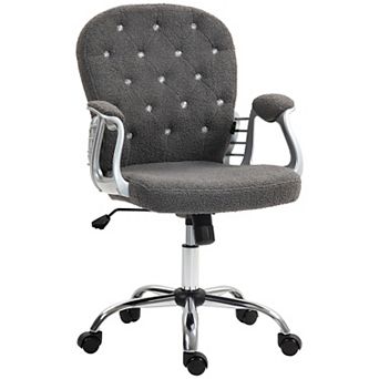 Vinsetto Button Tufted Home Office Chair With Adjustable Height Armrests