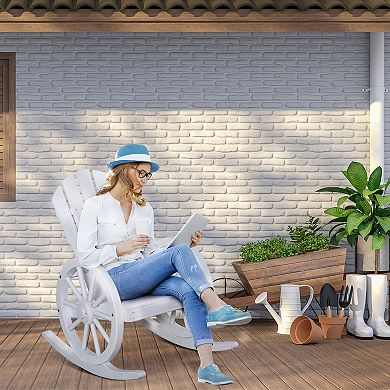 Outsunny Adirondack Rocking Chair With Slatted Design