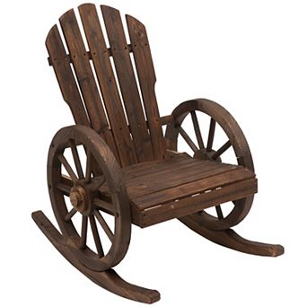 Outsunny Adirondack Rocking Chair with Slatted Design, Brown
