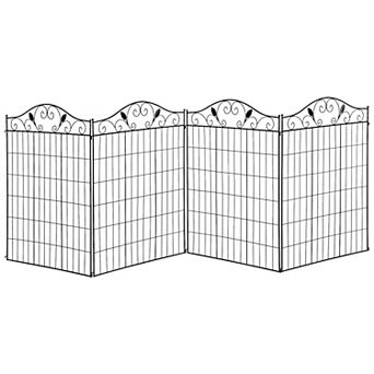 Outdoor Patio Gate With Adjustable Designed Sections For Landscaping, Black