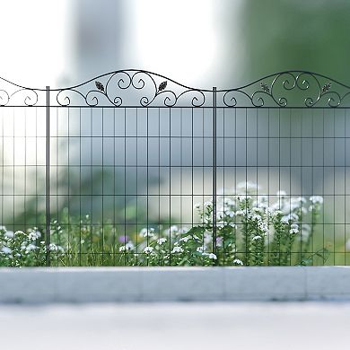 Outdoor Patio Gate With Adjustable Designed Sections For Landscaping, Black