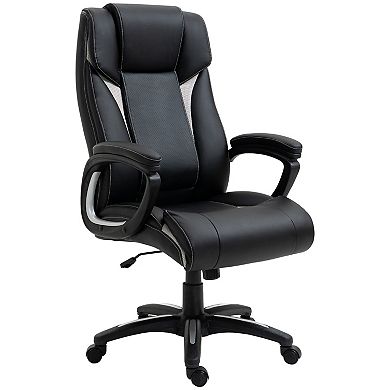 Vinsetto Ergonomic High Back Executive Office Chair with Padded Armrests Adjustable Height PU Leather Computer Desk Chair with Breathable Mesh Backrest 360 degree Swivel Rocking Feature Wheels