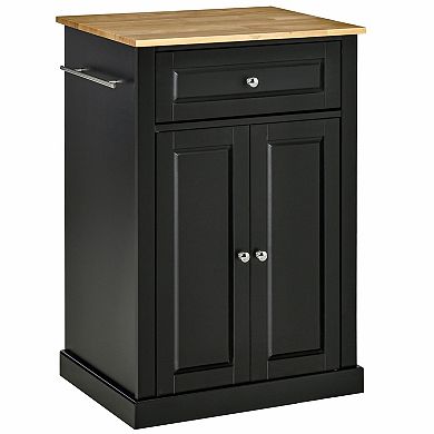 Modern Rolling Kitchen Island Storage Cart W/ Drawer & Adjustable Shelf, White