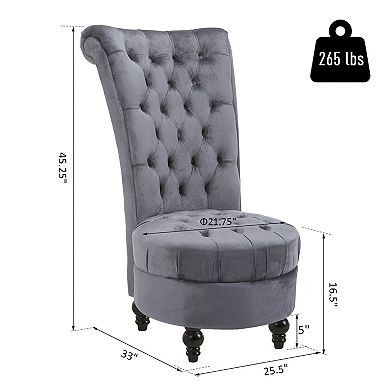 HOMCOM Retro Button-Tufted Royal Design High Back Armless Chair w/Thick Padding
