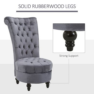 HOMCOM Retro Button-Tufted Royal Design High Back Armless Chair w/Thick Padding