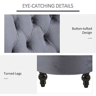 HOMCOM Retro Button-Tufted Royal Design High Back Armless Chair w/Thick Padding