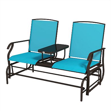 Outdoor Glider Chair, 2 Person Steel Rocking Chair, Patio, Backyard, Porch