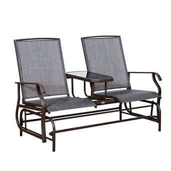 Outdoor Glider Chair, 2 Person Steel Rocking Chair, Patio, Backyard, Porch