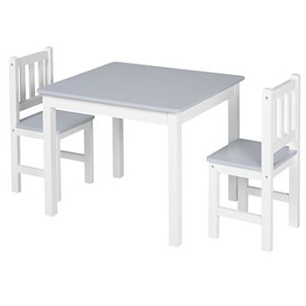 Kids Table And Chair Set For Arts, Meals, Lightweight Wood Homework Center, Grey