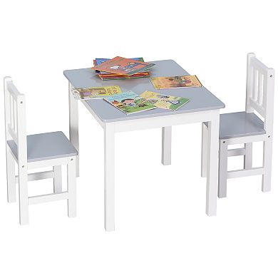 Kids Table And Chair Set For Arts, Meals, Lightweight Wood Homework Center, Grey