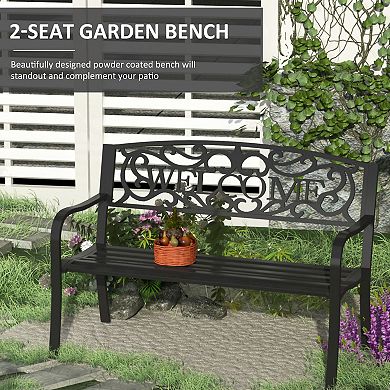 Outsunny 2 Seater 50" Steel Welcoming Vine Decorative Outdoor Patio Garden Bench