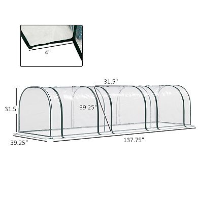 13' X 3' X 2.5' Tunnel Greenhouse Green Grow House W/ Roll Up Doors, Green