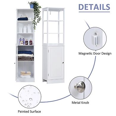 Restroom High Cupboard For Easy Organization W/5 Total Counter Shelving & Doors