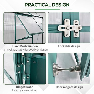 Outsunny 6' x 6' x 7' Walk-in Plant Polycarbonate Greenhouse Backyard/Outdoor