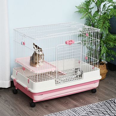 32"h 2-level Rabbit Cage Indoor Small Animal Hutch Ferret House Habitat Metal