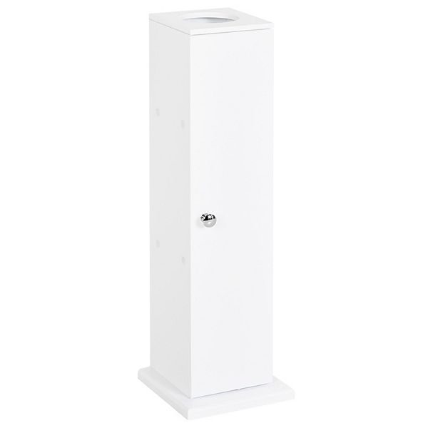 HOMCOM Wooden Collection Tall Bathroom Cabinet Corner Square Storage Cabinet Soft White