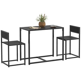 Homcom 3 pc Industrial Dining Table Set For 2 Kitchen Table And Chairs