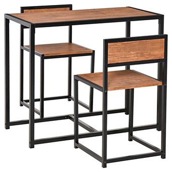 Homcom 3 pc Industrial Dining Table Set For 2 Kitchen Table And Chairs