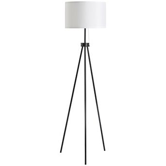 HOMCOM 59.75inch Standing Floor Lamp Fabric Lampshade Steel Tripod